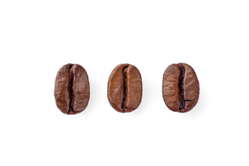 Close up coffee beans on white background