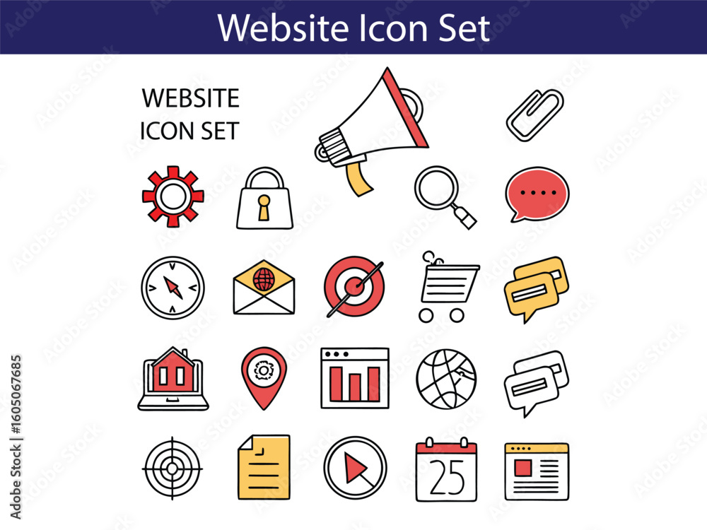 Fototapete Web icon set. Website set icon vector. for computer and mobile