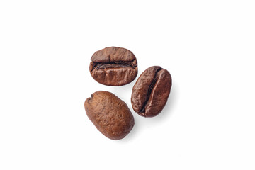 Close up coffee beans on white background