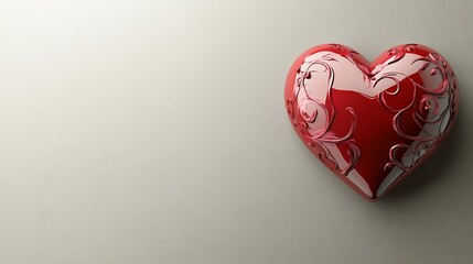 Polished red heart with ornate design