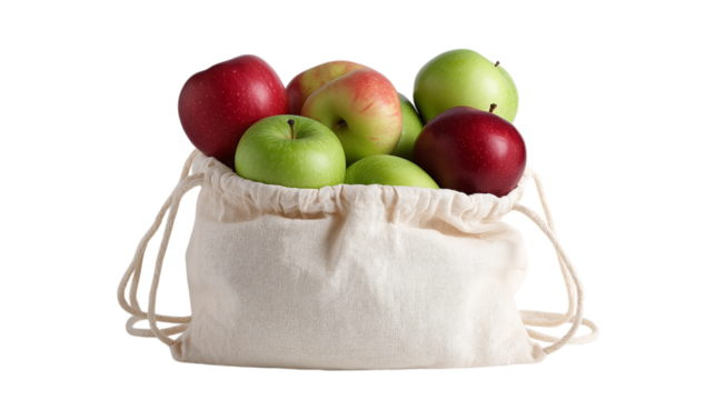Apples in a Reusable Cotton Bag for Eco-Friendly Shopping