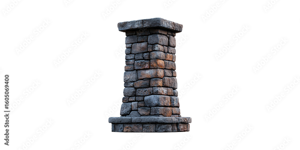 Poster stone pillar structure. architectural element for construction and design isolated on transparent ba