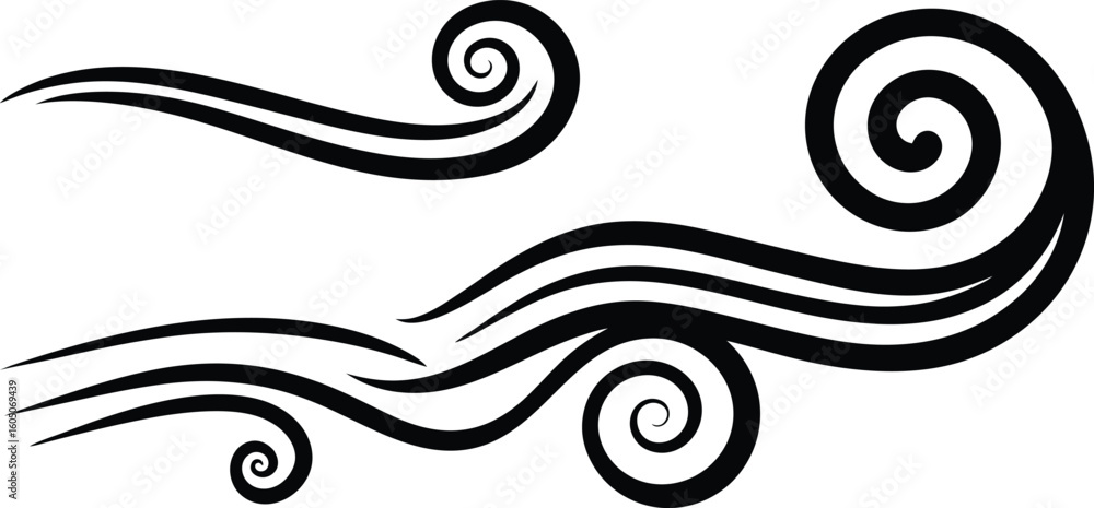 Poster vector art of decorative black and white swirling lines and curves creating an abstract and elegant 