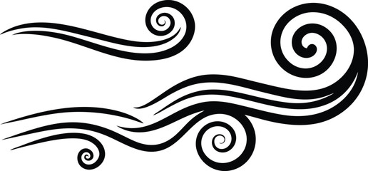 Fototapeta premium Vector art of decorative black and white swirling lines and curves creating an abstract and elegant design isolated on transparent background.