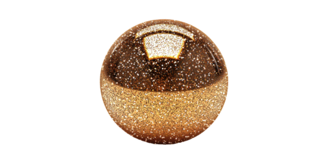 Glittering Gold Sphere With Reflective Surface. Decorative Ornament For Festive And Artistic Displays Isolated On Transparent Background