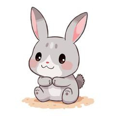 Obraz premium Cute Baby Gray Rabbit Clipart 08