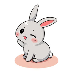 Obraz premium Cute Baby Gray Rabbit Clipart 07