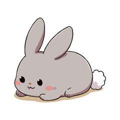 Cute Baby Gray Rabbit Clipart 05