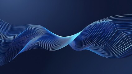 Abstract Blue Flowing Lines: Dynamic Wavy Pattern with Luminous Streaks on Dark Background