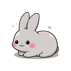 Cute Baby Gray Rabbit Clipart 06