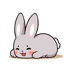 Obraz premium Cute Baby Gray Rabbit Clipart 02