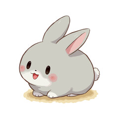 Cute Baby Gray Rabbit Clipart 01