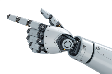 3d rendering robotic hand pointing his finger isolated on white background PNG , AI GENERATED