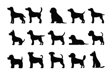 Collection of silhouetted black cats in various poses demonstrating their graceful forms and elegant postures