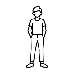 Young male student standing confidently with hands in pockets  on a transparent background