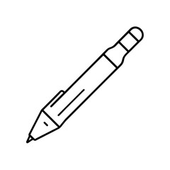 Pen with fine tip for writing and drawing in black outline design  on a transparent background