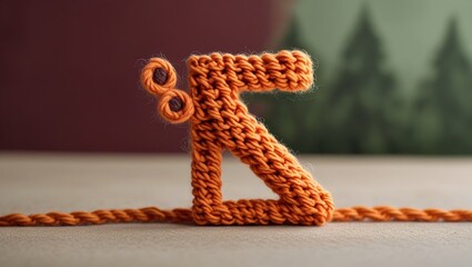 Rustic Holiday Decor Concept: Yarn-Wrapped Number with Festive Pine and Berry Elements in Soft Focus