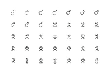bomb and human icon sheet design.