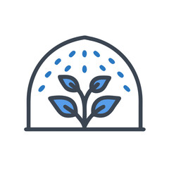 Watering plant under glass dome in minimalistic style - Concept of covered plant, preparation for winter  