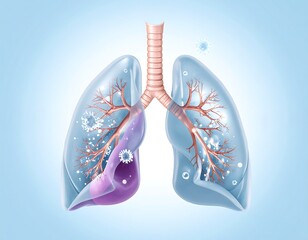 Lungs affected by virus