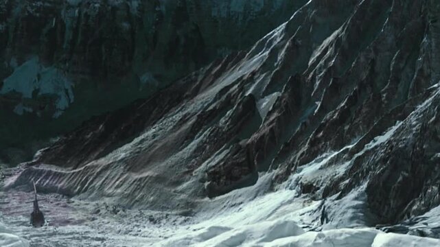 The military helicopters flying in the sky 4k, Snow mountain