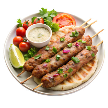 Reshmi kebab bademiya style on plate isolated on transparent background