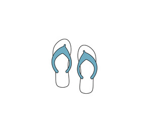 Vector illustration of cartoon flip flops on white background
