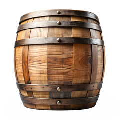 Fototapeta premium Aged wooden wine barrel rustic oak cask isolated on transparent background