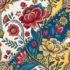 Colorful Ornate Floral Seamless Pattern.