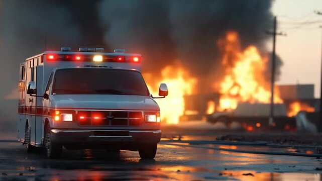 ambulance trasporting a pacient after an acident