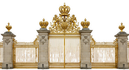 The golden gates of the palace of versailles a symbol of french royalty and opulence stand tall and ornate isolated on transparent background