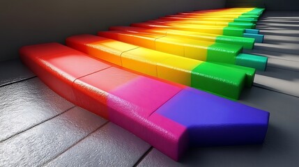 Colorful pencils arranged in a gradient pattern