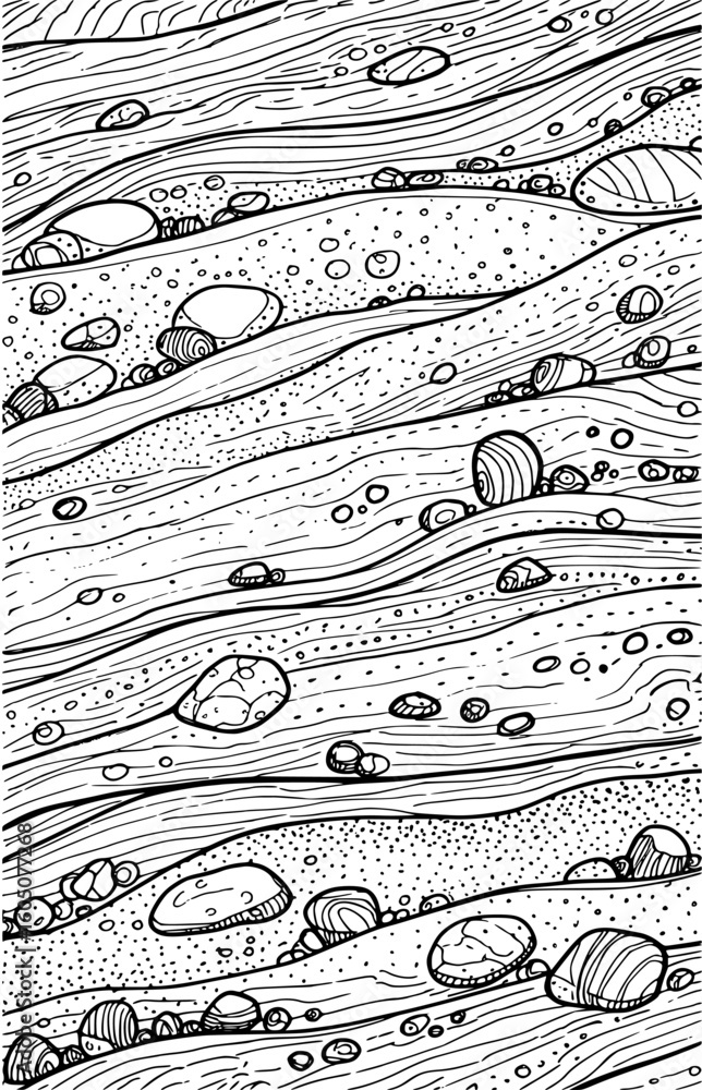 Poster a closeup view of a riverbed with smooth stones and flowing water patterns