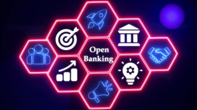 Open Banking and Financial Data Sharing Concept for Secure Digital Transactions and API Integration.Open Banking Technology and Secure Finance Data Exchange Concept