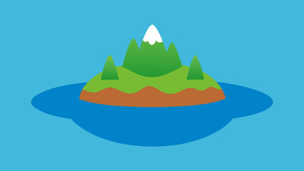 Island in Middle of River Vector Illustration