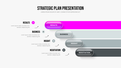 Corporate Launch Presentation Template Vector Illustration. Service Campaign Four Element Infographic Frame Design. Professional Planning 4 Option Diagram Slideshow Layout.
