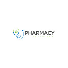 Pharmacy Logo Design &ndash; Medical Cross with Heart and Leaf Symbol Vector