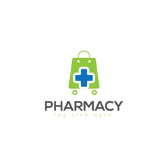 Pharmacy Logo Design &ndash; Medical Cross with Heart and Leaf Symbol Vector