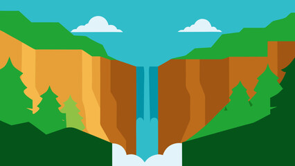 Obraz premium Waterfall in a Forested Canyon