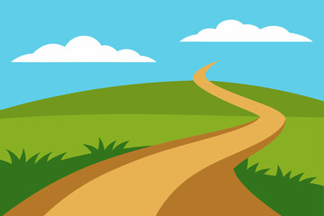 Obraz premium Dirt Road Through Grassy Plains Rustic Natural Pathway