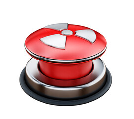 Nuclear launch button on transparent background.. 3D illustration