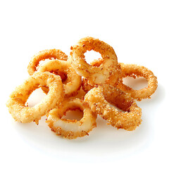 Crispy Fried Onion Rings on a White Background