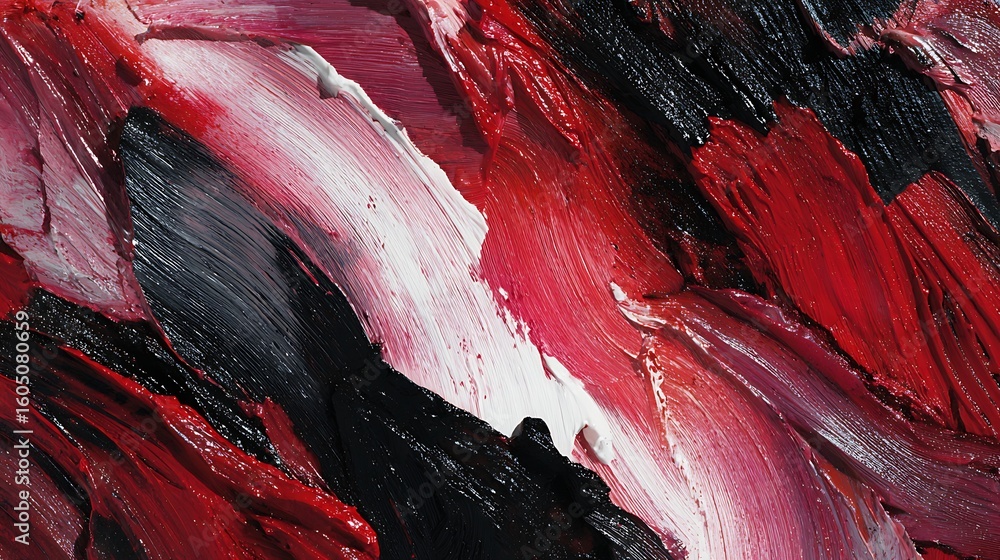 Poster abstract painting with red black and white textures creating a dynamic background