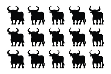 A collection of silhouette images showcasing various camel poses and stances against a white background