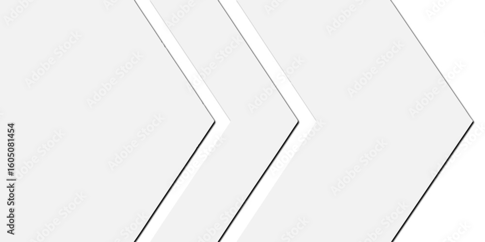 Poster white abstract background with geometric shapes and arrow line overlapping layers creating a modern 