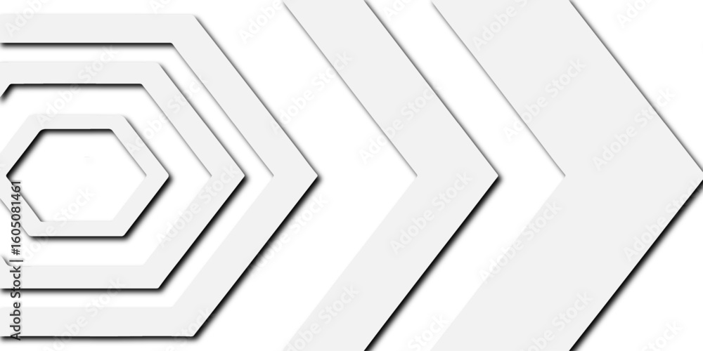 Aufkleber White abstract background with geometric shapes and arrow line overlapping layers creating a modern design look.
