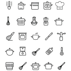 Kitchen utensils cooking tools chef hat vector
