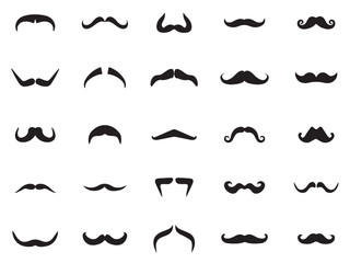 set of mustaches. Mustache icon collection. Set of black man mustache icons