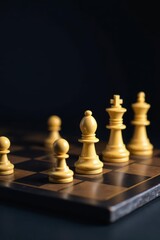 Chess pieces arranged on a dark board, ready for play , royal, competition