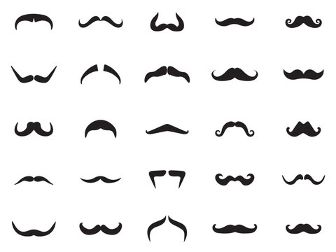 set of mustaches. Mustache icon collection. Set of black man mustache icons